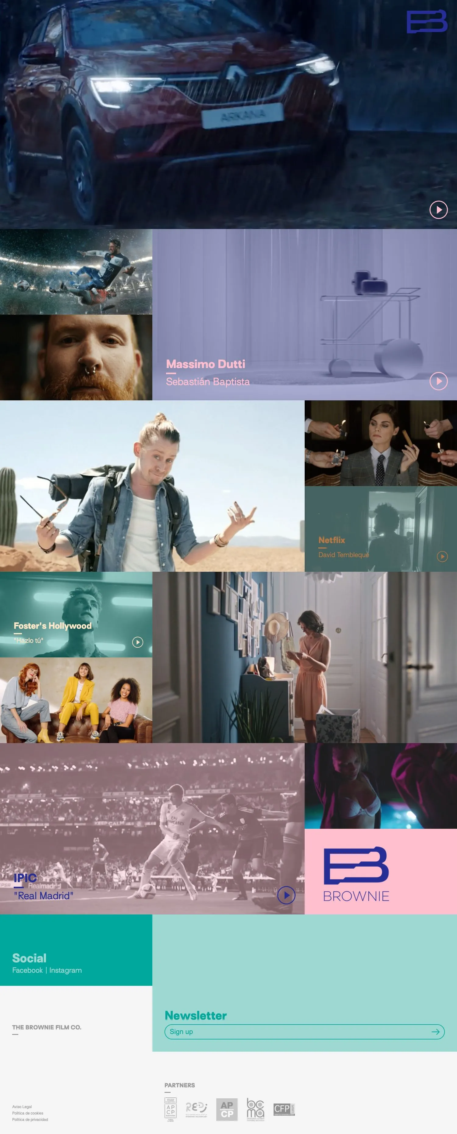 Brownie - Website administrable a medida productora audiovisual