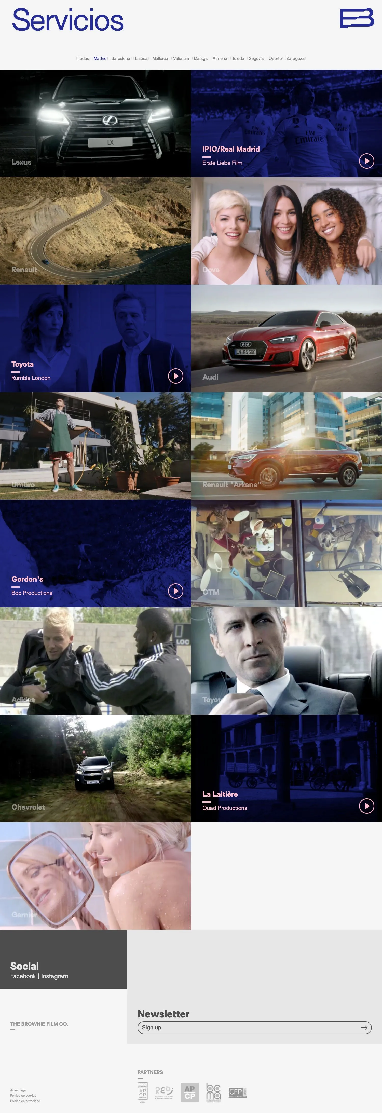 Brownie - Website administrable a medida productora audiovisual