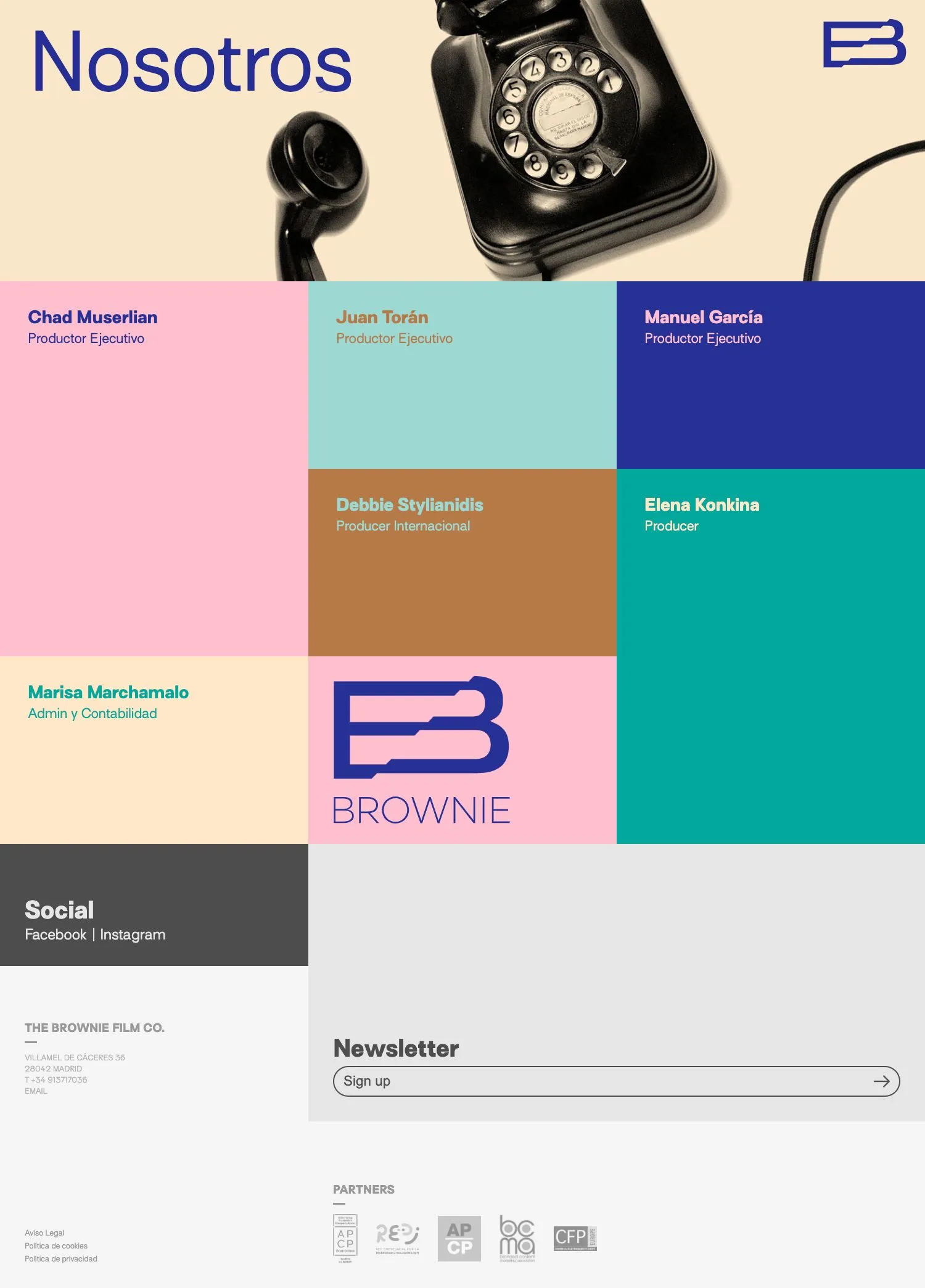 Brownie - Website administrable a medida productora audiovisual