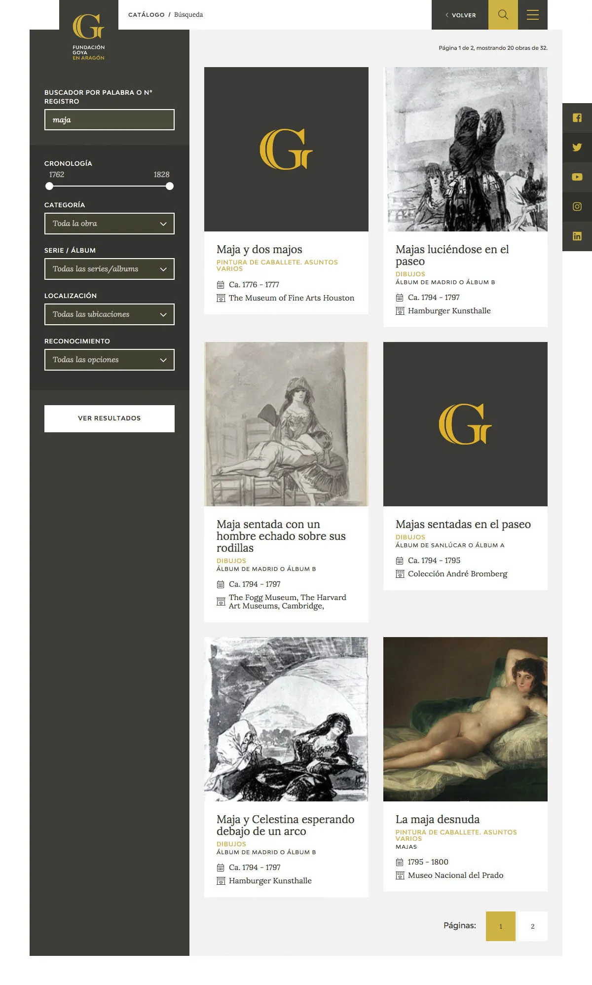 Fundación Goya - Diseño de website y backend para proyecto cultural