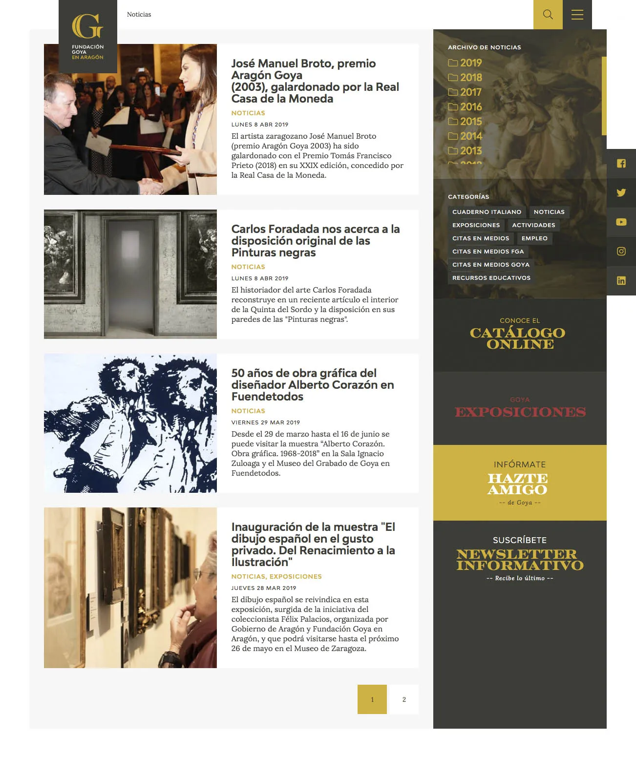 Fundación Goya - Diseño de website y backend para proyecto cultural