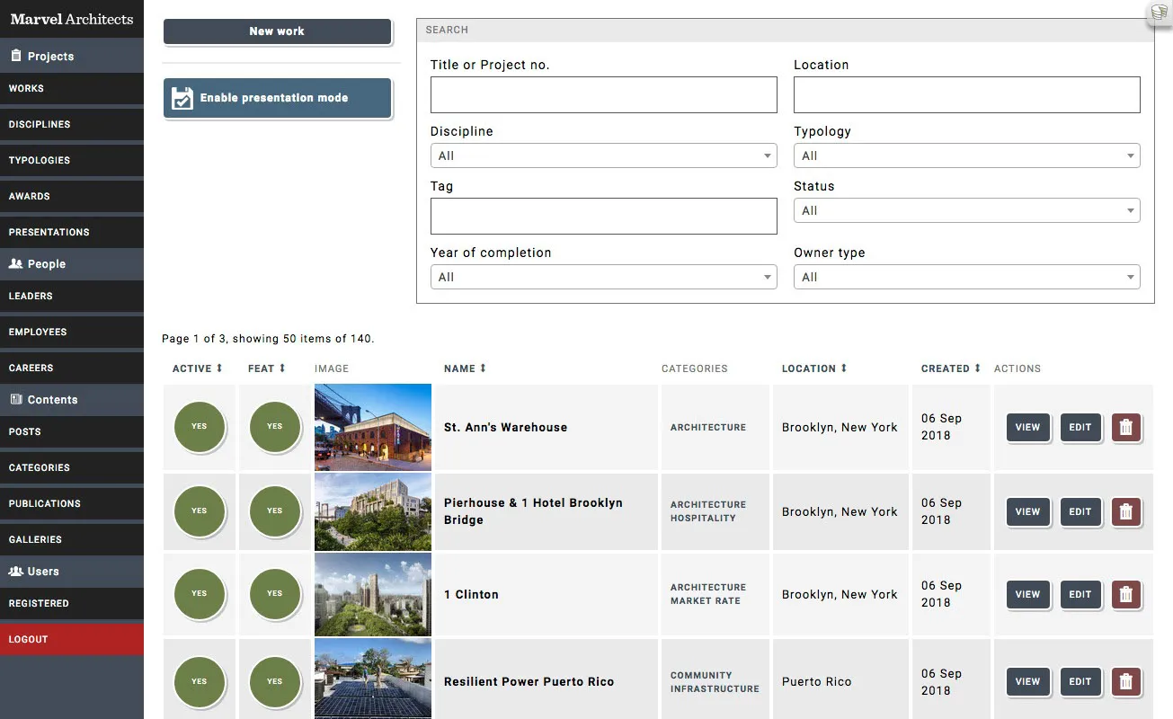 Marvel Architects - Intranet a medida para empresa de arquitectura