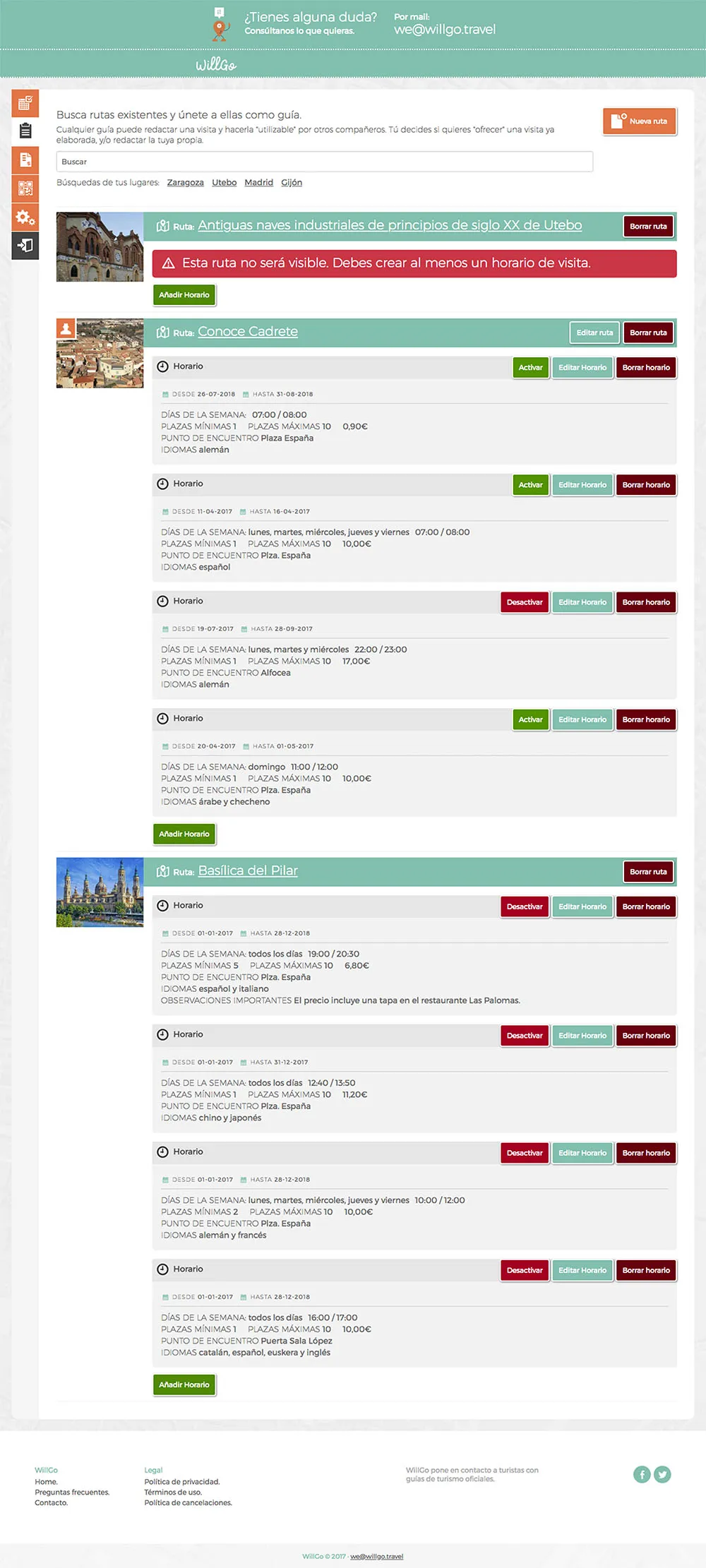 Diseño website, frontend y backend en proyecto online de turismo en Zaragoza.